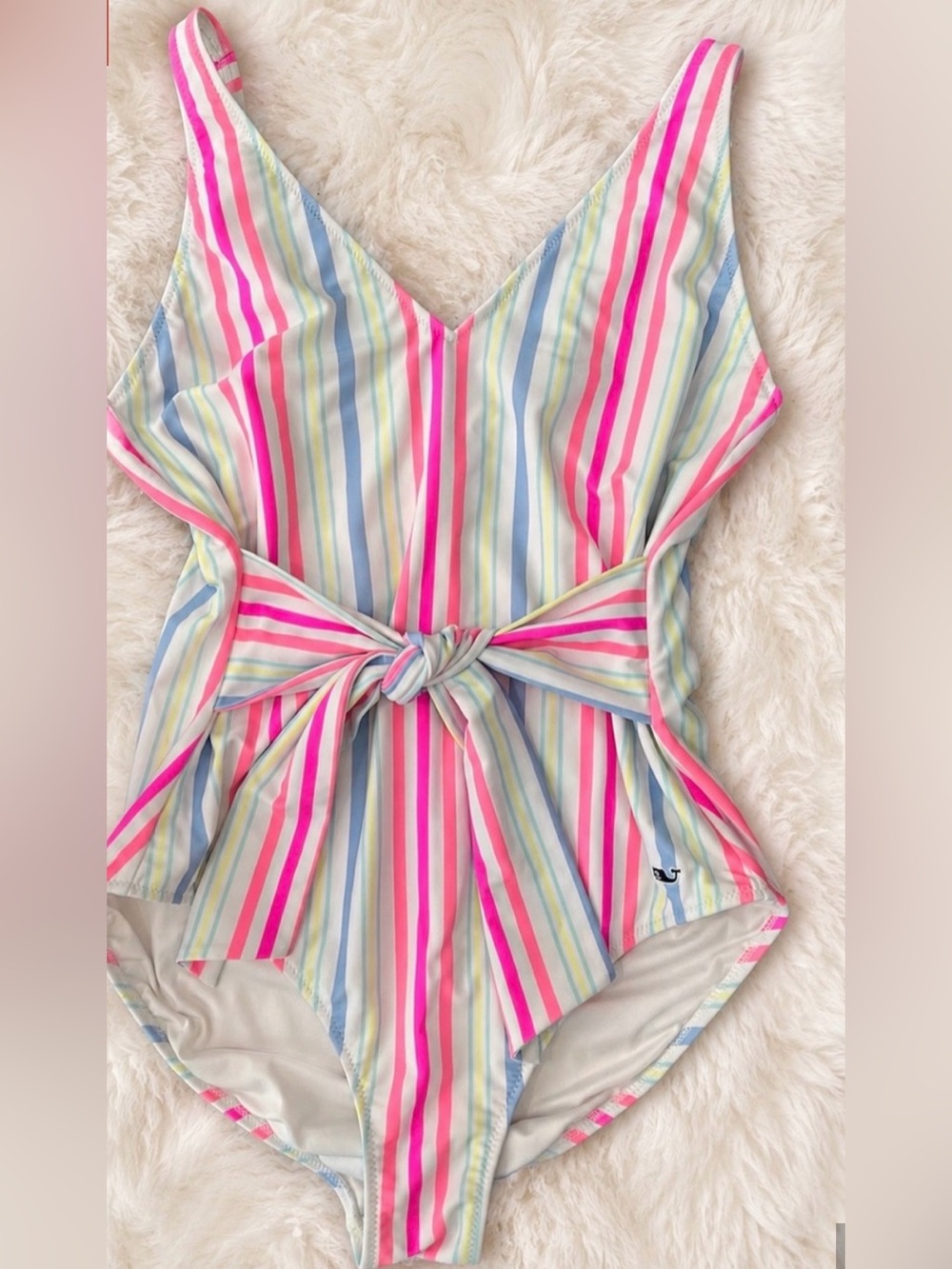 Vineyard Vines Striped Tie Front One-Piece Swimsuit | Women’s XL